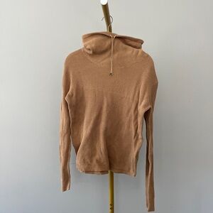 Lauren Ralph Lauren Tan 100% Cotton Tight-Knit Pullover Sweater Cowl Neck M